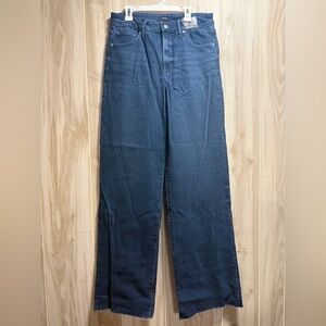 Express Dark Blue Wide Leg Jeans, Long